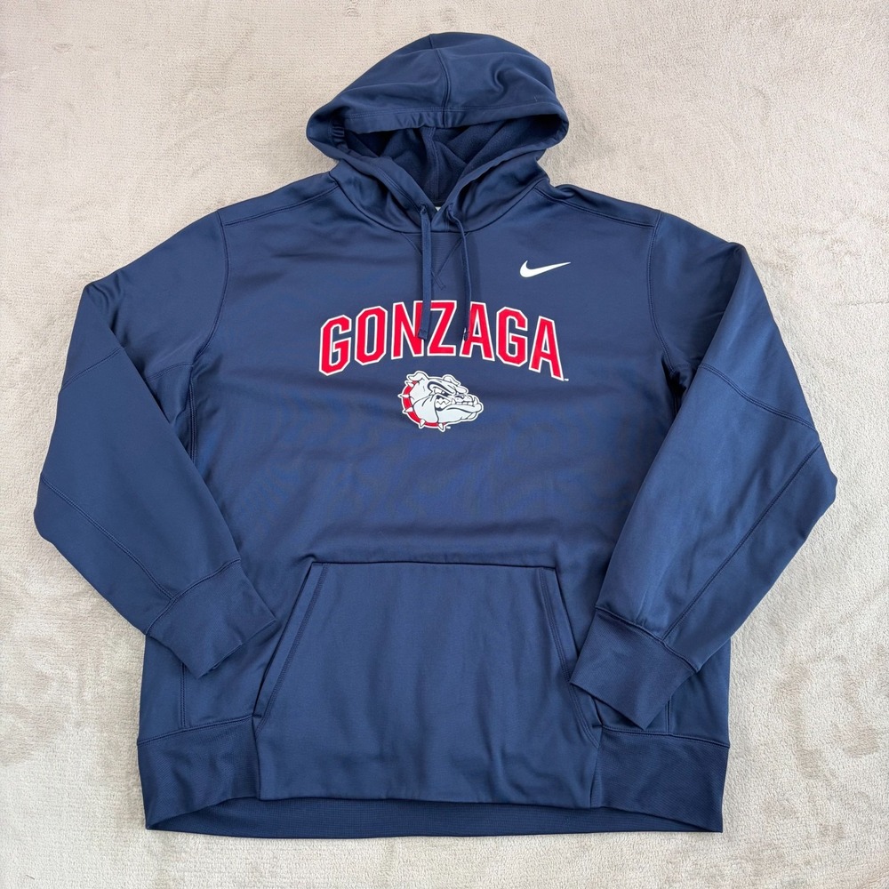 Nike x Gonzaga Bulldogs Hoodie Men 2XL Navy Basketball Therma Fit Swoosh NCAA